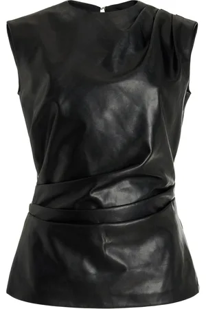 Simkhai Wynter Draped Faux-Leather Top