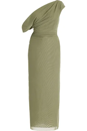 Significant Other Drew Draped Mesh-Jersey Off-The-Shoulder Midi Dress