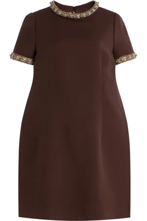 VALENTINO GARAVANI Embroidered Wool-Silk Crepe Mini Dress