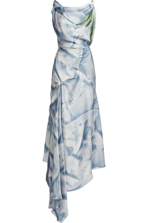 Victoria Beckham Draped Printed Midi Dress