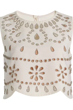 ALEXIS Tavy Crystal-Embellished Cutout Stretch-Crepe Crop Top