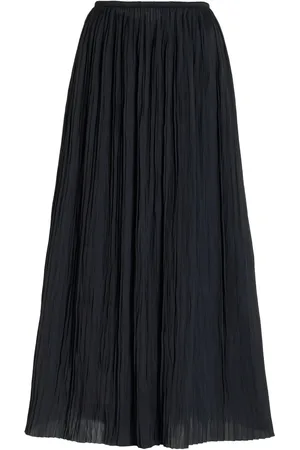 ULLA JOHNSON Ineze Plissé Satin Midi Skirt