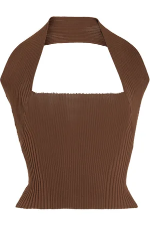 By Malene Birger Cropped Ribbed-Knit Halter Top
