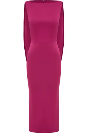 ALEX PERRY Drape-Back Satin-Crepe Midi Dress