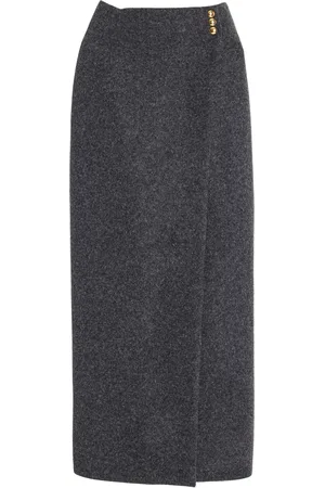 Khaite Terno Studded Wool Maxi Wrap Skirt
