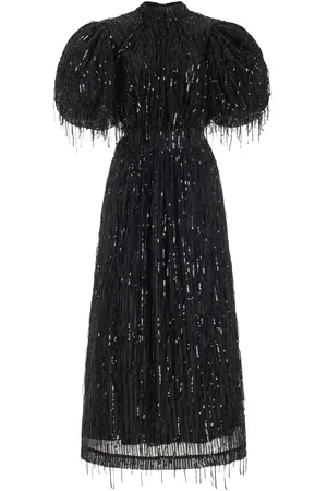ROTATE Sequin Midi Puff Sleeve Dress