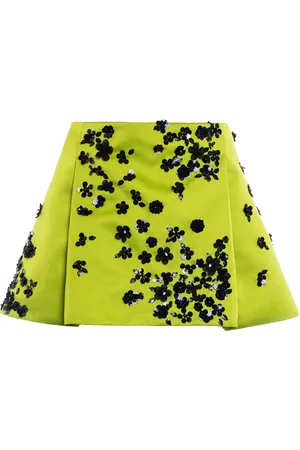 Des Phemmes College Floral-Embellished Satin Mini Skirt