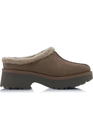 UGG Cozy New Heights Suede and Sheepskin Clogs