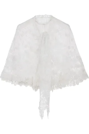 Chloé Tie-Neck Lace Cape Top