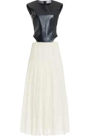 GABRIELA HEARST Mina Leather and Wool-Cashmere Maxi Dress