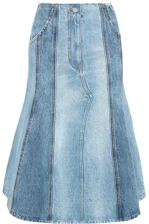 Victoria Beckham Deconstructed Denim Midi Skirt