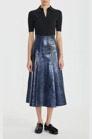 EMILIA WICKSTEAD Faline Paneled Leather Midi Skirt