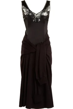 Balenciaga Hybrid Lace-Trimmed Silk Midi Slip Dress
