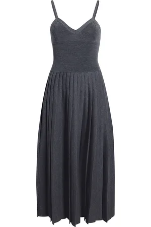 Khaite Elio Pleated Knit Merino Wool Midi Dress
