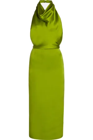 MAGDA BUTRYM Open Back Silk Halter Midi Dress