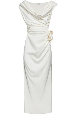 MAGDA BUTRYM Rosette-Detailed Draped Silk Midi Dress
