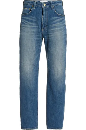 TU ES MON TRESOR Sapphire Stretch High-Rise Slim-Fit Tapered-Leg Jeans