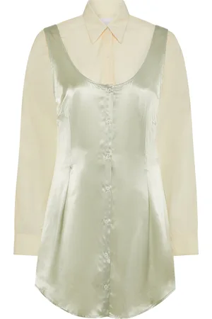 Paris Georgia Clueless Longline Satin Vest And Button-Down Shirt Set