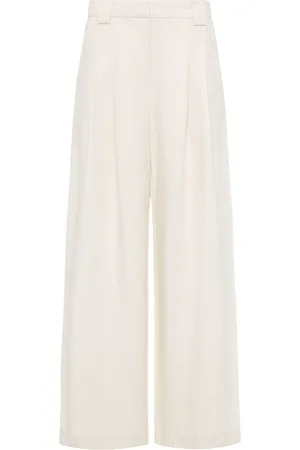 St Agni Pleated Tencel-Linen Wide-Leg Pants