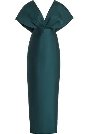 MONIQUE LHUILLIER Sculptural Silk-Blend Column Gown