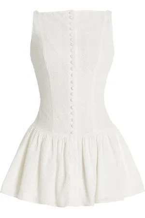 Mirror Palais Kissing Booth Flared Eyelet-Cotton Mini Dress