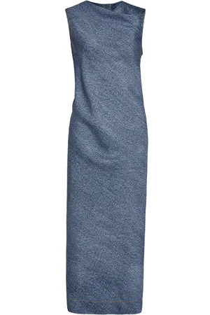 Bottega Veneta Denim-Print Midi Dress
