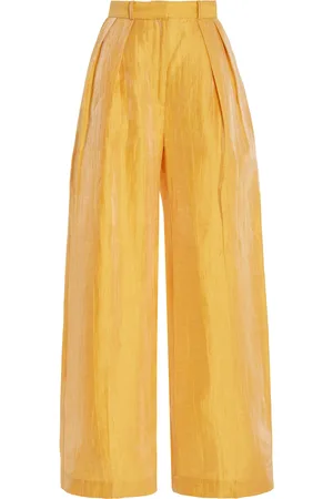 Matthew Bruch Pleated Linen-Blend Wide-Leg Trousers