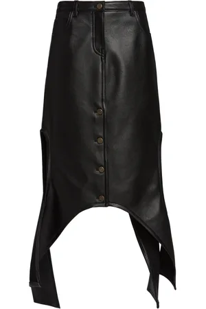 Courrèges Asymmetric Leather Midi Skirt