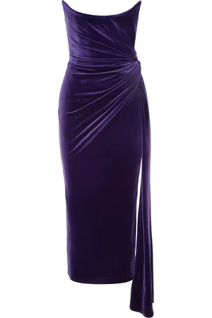 ALEX PERRY Strapless Twisted Velvet Midi Dress