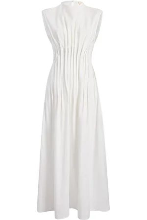 Khaite Wes Pleated Cotton Midi Dress