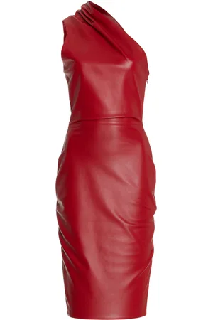 Ludovic De Saint Sernin Melrose Asymmetric Leather Midi Dress