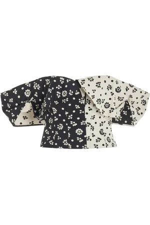 Rosie Assoulin Flap Around The Edges Printed Cotton-Blend Crop Top