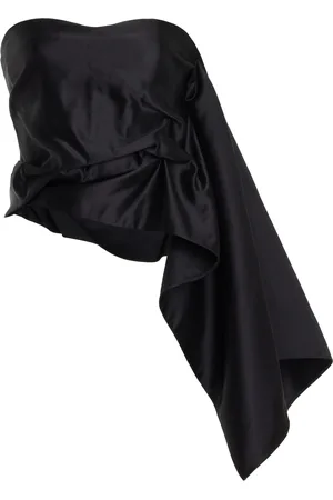 The Row Nana Strapless Draped Satin Crop Top