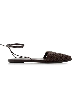 St Agni Tie-Up Macrame Leather Flats