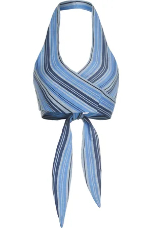 Lisa Marie Fernandez Farrah Cropped Linen-Blend Halter Top