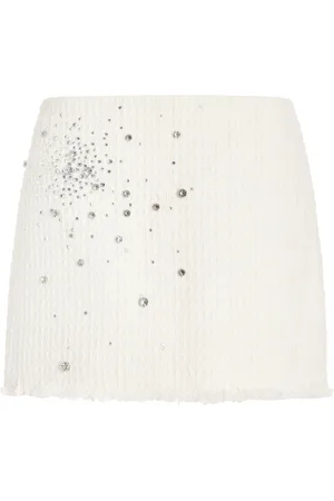 Des Phemmes Exclusive Crystal-Embellished Cotton Tweed Mini Skirt
