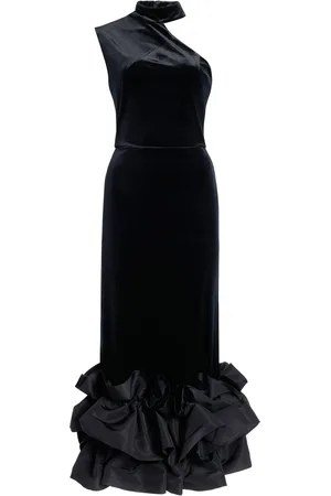 GRETA CONSTANTINE Caladel Silk-Trimmed Velvet Midi Dress
