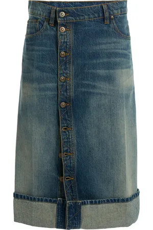 Victoria Beckham Placket-Detailed Denim Midi Skirt