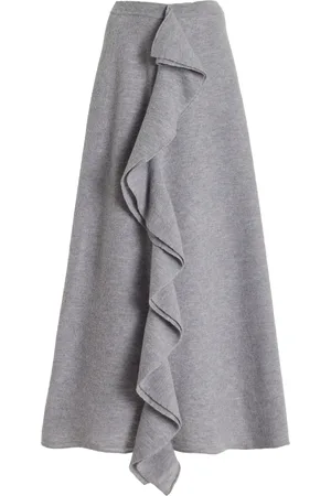 ULLA JOHNSON Mireya Ruffled Merino Wool Maxi Skirt