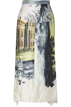 Erdem Etched Satin Midi Skirt