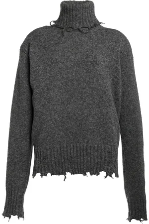 Stella McCartney Distressed Wool-Blend Knit Turtleneck Top