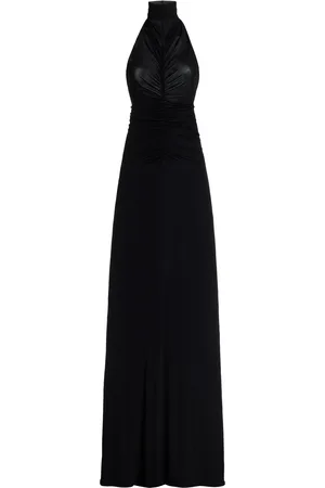 Atlein Ruched Halter-Neck Gown