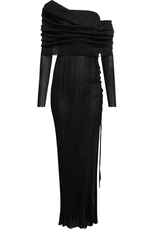 Alaïa Draped Off-The-Shoulder Knit Maxi Dress
