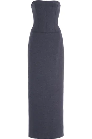 Carolina Herrera Strapless Wool-Blend Maxi Dress