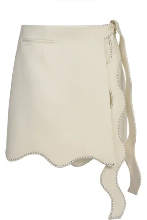Mach & Mach Wavy Crystal-Trimmed Wool Mini Skirt
