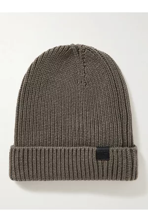 Tom Ford Leather-Trimmed Ribbed Cashmere Beanie