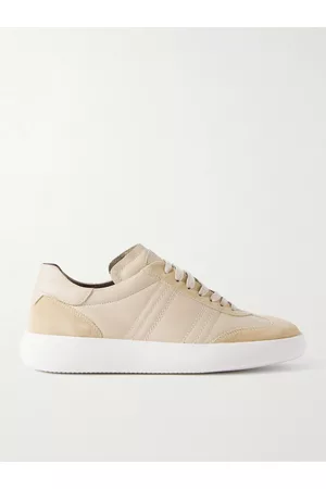 BRIONI Suede-Trimmed Leather Sneakers