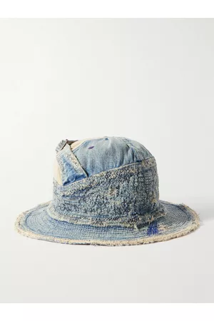 KAPITAL Quilted Distressed Denim and Printed Twill Bucket Hat