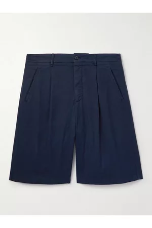 Armani Straight-Leg Pleated Stretch-Cotton Twill Shorts
