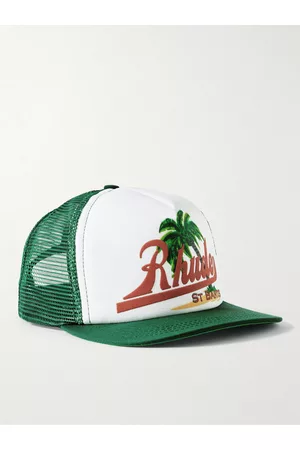 Rhude Palms St. Barts Logo-Embroidered Twill and Mesh Trucker Cap